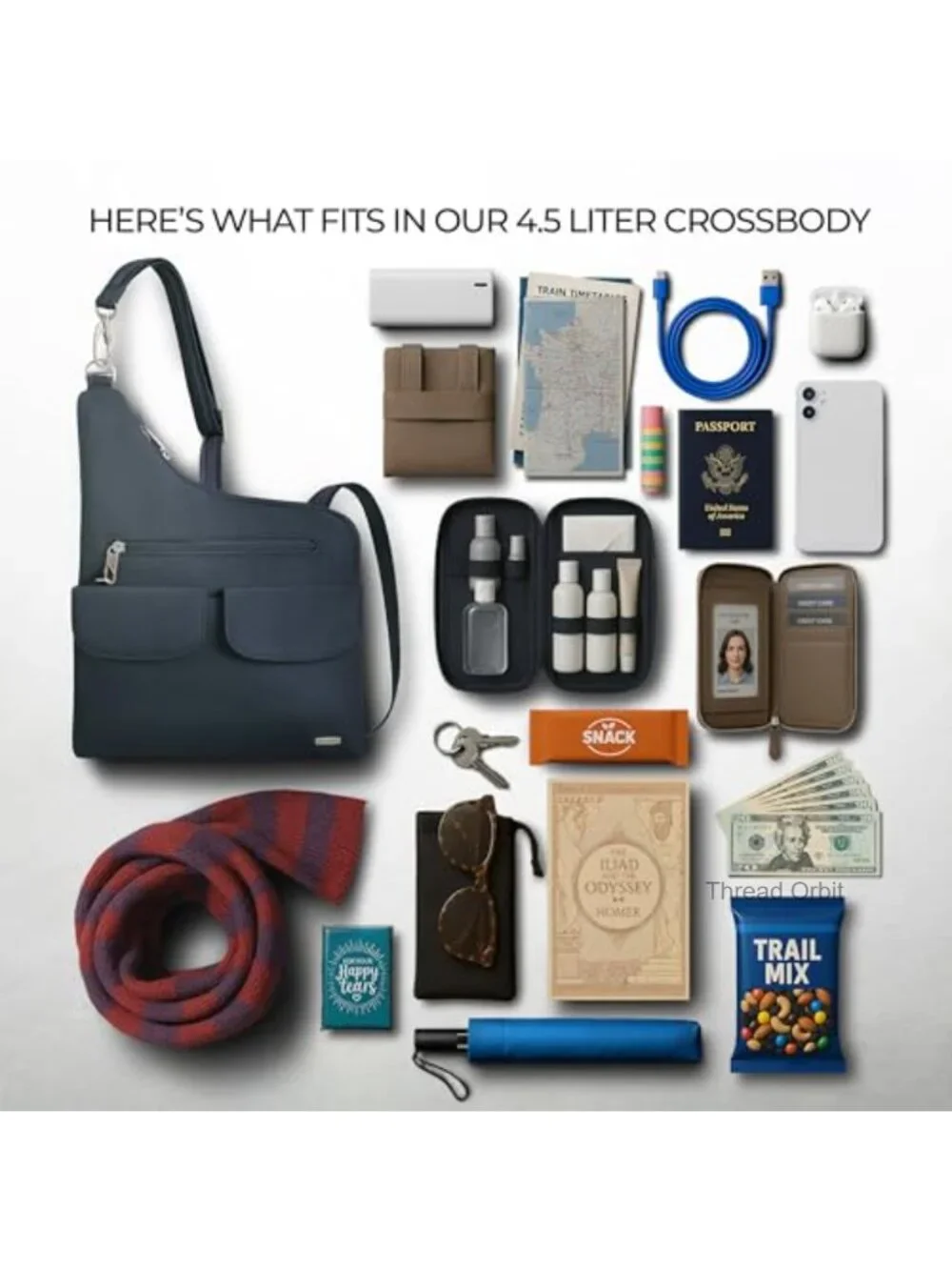 Anti-Theft Crossbody Bag with RFID Blocking Locking Zippers